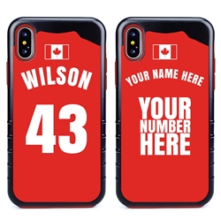 
Personalized Canada Soccer Jersey Case for iPhone X/Xs – Hybrid – (Black Case, Red Silicone)