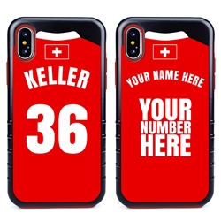 
Personalized Switzerland Soccer Jersey Case for iPhone X/Xs – Hybrid – (Black Case, Red Silicone)