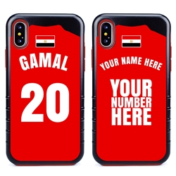 
Personalized Egypt Soccer Jersey Case for iPhone X/Xs – Hybrid – (Black Case, Red Silicone)