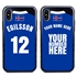 Personalized Iceland Soccer Jersey Case for iPhone X/Xs – Hybrid – (Black Case, Dark Blue Silicone)

