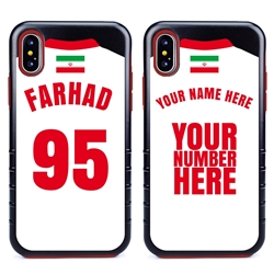 
Personalized Iran Soccer Jersey Case for iPhone X/Xs – Hybrid – (Black Case, Red Silicone)