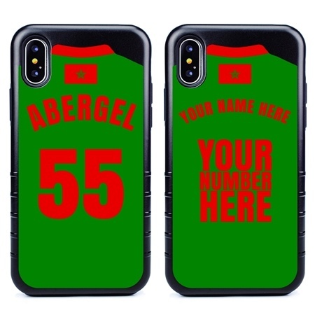 Personalized Morocco Soccer Jersey Case for iPhone X/Xs – Hybrid – (Black Case, Black Silicone)
