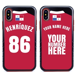 
Personalized Panama Soccer Jersey Case for iPhone X/Xs – Hybrid – (Black Case, Red Silicone)