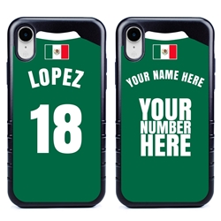 
Personalized Mexico Soccer Jersey Case for iPhone XR – Hybrid – (Black Case, Black Silicone)