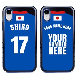 
Personalized Japan Soccer Jersey Case for iPhone XR – Hybrid – (Black Case, Blue Silicone)