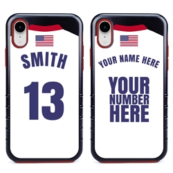 
Personalized USA Soccer Jersey Case for iPhone XR – Hybrid – (Black Case, Red Silicone)