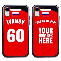 
Personalized Russia Soccer Jersey Case for iPhone XR – Hybrid – (Black Case, Red Silicone)