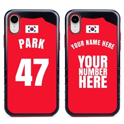 
Personalized South Korea Soccer Jersey Case for iPhone XR – Hybrid – (Black Case, Red Silicone)