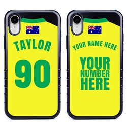 
Personalized Australia Soccer Jersey Case for iPhone XR – Hybrid – (Black Case, Black Silicone)