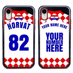 
Personalized Croatia Soccer Jersey Case for iPhone XR – Hybrid – (Black Case, Red Silicone)