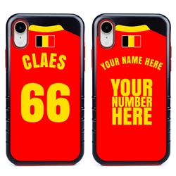 
Personalized Belgium Soccer Jersey Case for iPhone XR – Hybrid – (Black Case, Red Silicone)