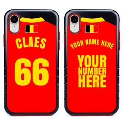 
Personalized Belgium Soccer Jersey Case for iPhone XR – Hybrid – (Black Case, Red Silicone)