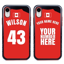 
Personalized Canada Soccer Jersey Case for iPhone XR – Hybrid – (Black Case, Red Silicone)