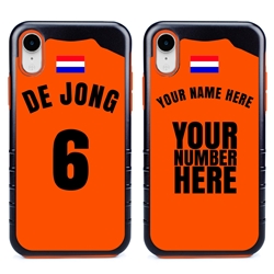 
Personalized Netherlands Soccer Jersey Case for iPhone XR – Hybrid – (Black Case, Orange Silicone)