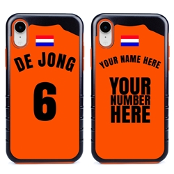 
Personalized Netherlands Soccer Jersey Case for iPhone XR – Hybrid – (Black Case, Orange Silicone)