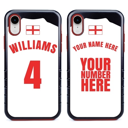 Personalized England Soccer Jersey Case for iPhone XR – Hybrid – (Black Case, Red Silicone)
