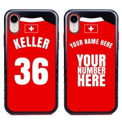 
Personalized Switzerland Soccer Jersey Case for iPhone XR – Hybrid – (Black Case, Red Silicone)