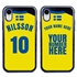 Personalized Sweden Soccer Jersey Case for iPhone XR – Hybrid – (Black Case, Blue Silicone)
