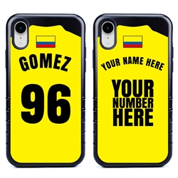 
Personalized Colombia Soccer Jersey Case for iPhone XR – Hybrid – (Black Case, Black Silicone)