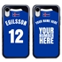 Personalized Iceland Soccer Jersey Case for iPhone XR – Hybrid – (Black Case, Dark Blue Silicone)

