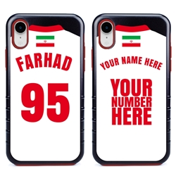 
Personalized Iran Soccer Jersey Case for iPhone XR – Hybrid – (Black Case, Red Silicone)