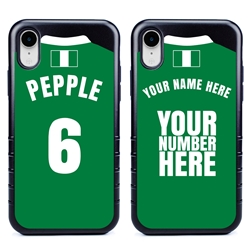 
Personalized Nigeria Soccer Jersey Case for iPhone XR – Hybrid – (Black Case, Black Silicone)