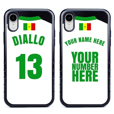 Personalized Senegal Soccer Jersey Case for iPhone XR – Hybrid – (Black Case, Black Silicone)
