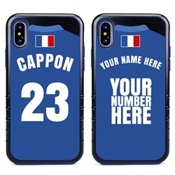 
Personalized France Soccer Jersey Case for iPhone Xs Max – Hybrid – (Black Case, Blue Silicone)