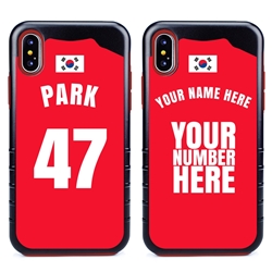 
Personalized South Korea Soccer Jersey Case for iPhone Xs Max – Hybrid – (Black Case, Red Silicone)
