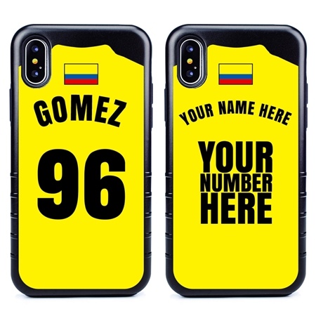 Personalized Colombia Soccer Jersey Case for iPhone Xs Max – Hybrid – (Black Case, Black Silicone)
