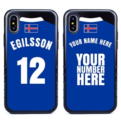 
Personalized Iceland Soccer Jersey Case for iPhone Xs Max – Hybrid – (Black Case, Dark Blue Silicone)