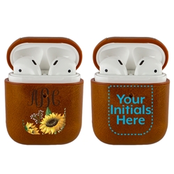 
Personalized Leather Case for AirPods – Sunflower