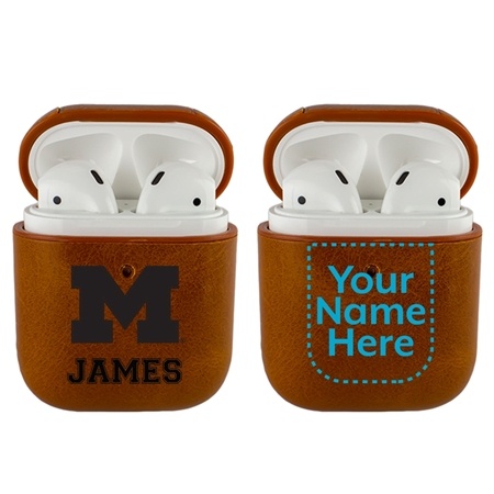 Michigan Wolverines Custom Leather Case for AirPods
