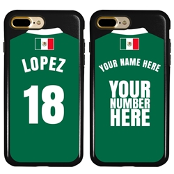 
Personalized Mexico Soccer Jersey Case for iPhone 7 Plus / 8 Plus – Hybrid – (Black Case, Black Silicone)