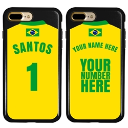 
Personalized Brazil Soccer Jersey Case for iPhone 7 Plus / 8 Plus – Hybrid – (Black Case, Black Silicone)