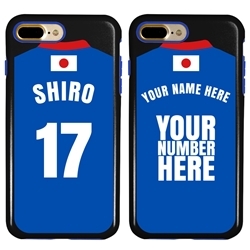 
Personalized Japan Soccer Jersey Case for iPhone 7 Plus / 8 Plus – Hybrid – (Black Case, Blue Silicone)