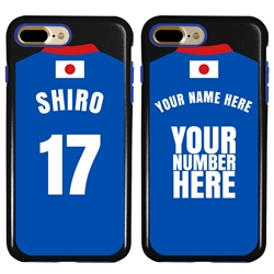 
Personalized Japan Soccer Jersey Case for iPhone 7 Plus / 8 Plus – Hybrid – (Black Case, Blue Silicone)