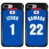 Personalized Japan Soccer Jersey Case for iPhone 7 Plus / 8 Plus – Hybrid – (Black Case, Blue Silicone)
