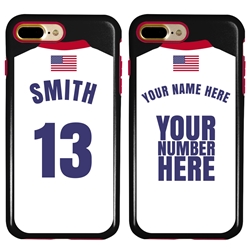 
Personalized USA Soccer Jersey Case for iPhone 7 Plus / 8 Plus – Hybrid – (Black Case, Red Silicone)