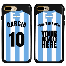 
Personalized Argentina Soccer Jersey Case for iPhone 7 Plus / 8 Plus – Hybrid – (Black Case, Black Silicone)