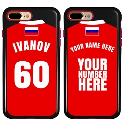 
Personalized Russia Soccer Jersey Case for iPhone 7 Plus / 8 Plus – Hybrid – (Black Case, Red Silicone)