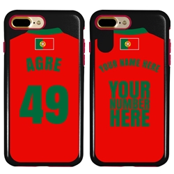 
Personalized Portugal Soccer Jersey Case for iPhone 7 Plus / 8 Plus – Hybrid – (Black Case, Red Silicone)