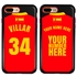 Personalized Spain Soccer Jersey Case for iPhone 7 Plus / 8 Plus – Hybrid – (Black Case, Red Silicone)
