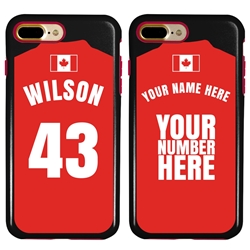 
Personalized Canada Soccer Jersey Case for iPhone 7 Plus / 8 Plus – Hybrid – (Black Case, Red Silicone)