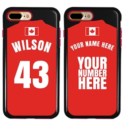 
Personalized Canada Soccer Jersey Case for iPhone 7 Plus / 8 Plus – Hybrid – (Black Case, Red Silicone)