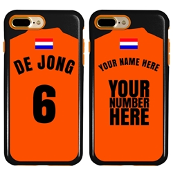 
Personalized Netherlands Soccer Jersey Case for iPhone 7 Plus / 8 Plus – Hybrid – (Black Case, Orange Silicone)