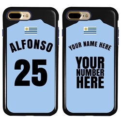 
Personalized Uruguay Soccer Jersey Case for iPhone 7 Plus / 8 Plus – Hybrid – (Black Case, Dark Blue Silicone)