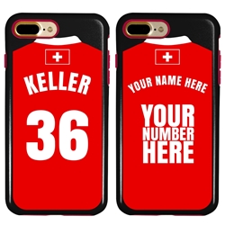 
Personalized Switzerland Soccer Jersey Case for iPhone 7 Plus / 8 Plus – Hybrid – (Black Case, Red Silicone)