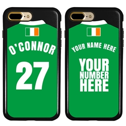 
Personalized Ireland Soccer Jersey Case for iPhone 7 Plus / 8 Plus – Hybrid – (Black Case, Black Silicone)