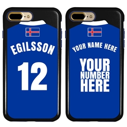 
Personalized Iceland Soccer Jersey Case for iPhone 7 Plus / 8 Plus – Hybrid – (Black Case, Dark Blue Silicone)
